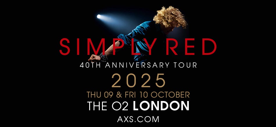 SIMPLY RED ANNOUNCE SHOWS AT THE O2 IN 2025 IN CELEBRATION OF THEIR 40TH ANNIVERSARY - press release download