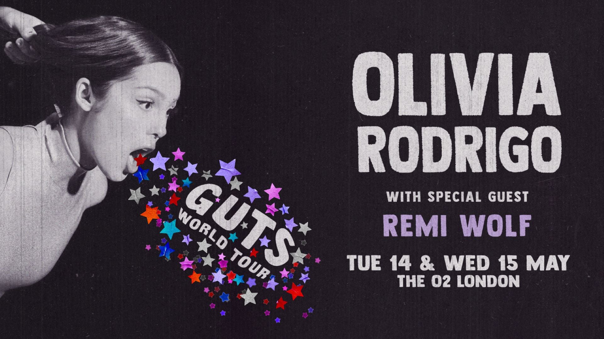 OLIVIA RODRIGO ANNOUNCES TWO SHOWS AT THE O2 AS PART OF THE GUTS WORLD TOUR IN 2024 - press release download